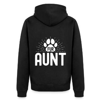 Pelz-Tante - Unisex Premium Bio Zip Hoodie - Schwarz - Hinten - Nico (187cm)