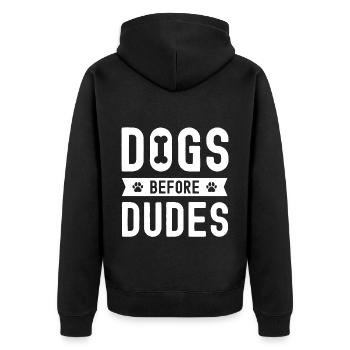 Chiens devant les ducats - Veste à capuche bio Premium Unisexe - noir - Dos - Nico (187cm)