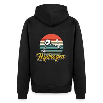 Wasserstoff Element Energie Hydrogen - Unisex Premium Bio Zip Hoodie - Schwarz - Hinten - Nico (187cm)