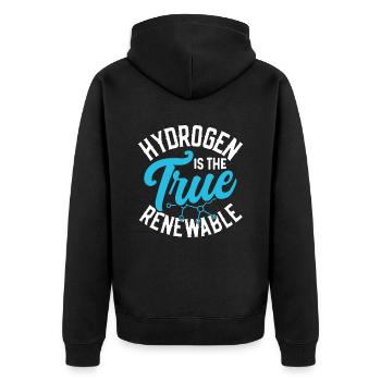 Hydrogen is the true renewable energy - Unisex Premium Organic Zip Hoodie - black - Back - Nico (187cm)