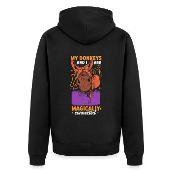 Meine Esel Und Ich Sind Magisch Verbunden Tier Süß - Unisex Premium Bio Zip Hoodie - Schwarz - Hinten - Nico (187cm)