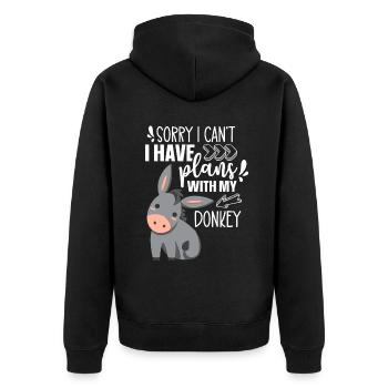 Can't I have plans with my donkey animal cute - Unisex Premium Organic Zip Hoodie - black - Back - Nico (187cm)
