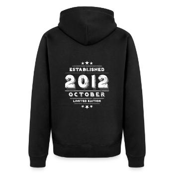 Birthday in October 2012 - October - Unisex Premium Organic Zip Hoodie - black - Back - Nico (187cm)