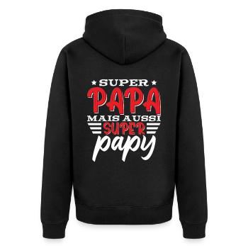 Papa Et Papy Dicton - Veste à capuche bio Premium Unisexe - noir - Dos - Nico (187cm)