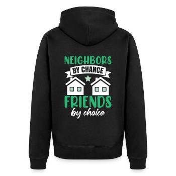 Nachbarn durch Zufall - Unisex Premium Bio Zip Hoodie - Schwarz - Hinten - Nico (187cm)