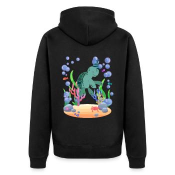 Turtle celebrates birthday party in the sea - Unisex Premium Organic Zip Hoodie - black - Back - Nico (187cm)