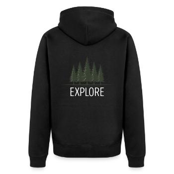 EXPLORE Travel Exploration Adventure - Unisex Premium Organic Zip Hoodie - black - Back - Nico (187cm)