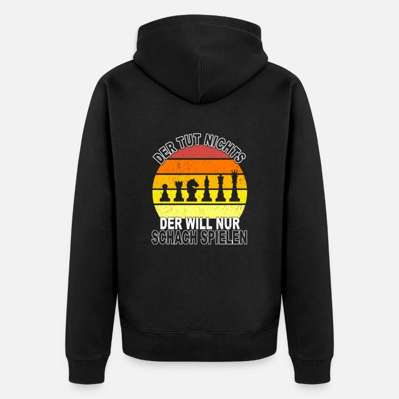 Schach Spruch - Unisex Premium Bio Zip Hoodie - Schwarz