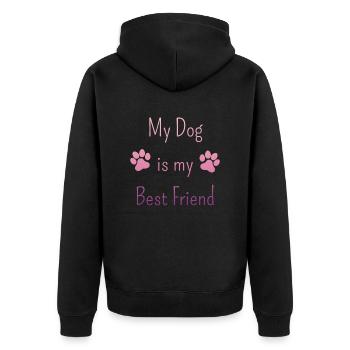 My Dog is my Best Friend - Hundebesitzer - Unisex Premium Bio Zip Hoodie - Schwarz - Hinten - Nico (187cm)
