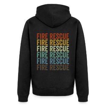 Fire brigade rescue firefighter firefighting - Unisex Premium Organic Zip Hoodie - black - Back - Nico (187cm)