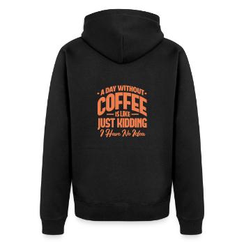 Kaffee Koffein Espresso Barista Geschenk - Unisex Premium Bio Zip Hoodie - Schwarz - Hinten - Nico (187cm)