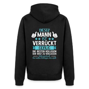 Kollege Abschied Jobwechsel Abschiedsgeschenk - Unisex Premium Bio Zip Hoodie - Schwarz - Hinten - Nico (187cm)