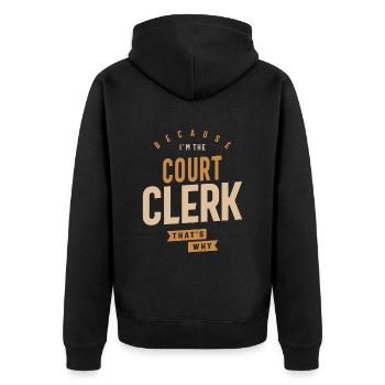 Court Clerk - Unisex Premium Organic Zip Hoodie - black - Back - Nico (187cm)