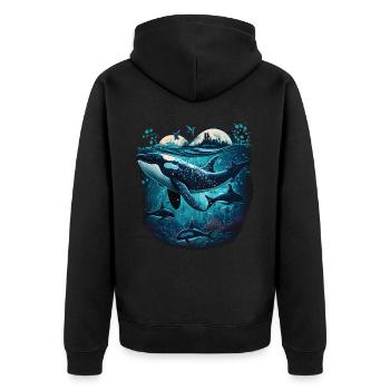Bunter Schwertwal Wale beobachten Orca Wal - Unisex Premium Bio Zip Hoodie - Schwarz - Hinten - Nico (187cm)