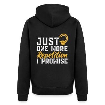 Just One More Repetition - I Promise - Deaf Pride - Unisex Premium Organic Zip Hoodie - black - Back - Nico (187cm)