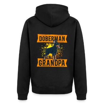 Doberman Grandpa Dog Owner Dog Gift - Unisex Premium Organic Zip Hoodie - black - Back - Nico (187cm)