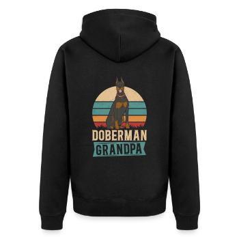 Doberman Grandpa Dog Owner Dogs Gift - Unisex Premium Organic Zip Hoodie - black - Back - Nico (187cm)