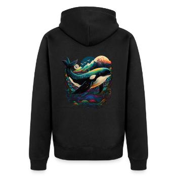 Bunter Schwertwal Wale beobachten Orca Wal - Unisex Premium Bio Zip Hoodie - Schwarz - Hinten - Nico (187cm)