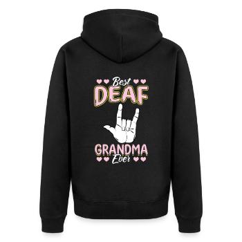Meilleure grand-mère sourde de tous les temps - Deaf Pride - Veste à capuche bio Premium Unisexe - noir - Dos - Nico (187cm)
