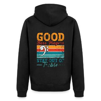 Bass Guitar Good Bass Players Stay Retro Guitarist - Unisex Premium Bio Zip Hoodie - Schwarz - Hinten - Nico (187cm)