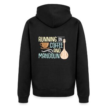 Mandolin Running On Coffee And Bluegrass Music - Unisex Premium Bio Zip Hoodie - Schwarz - Hinten - Nico (187cm)