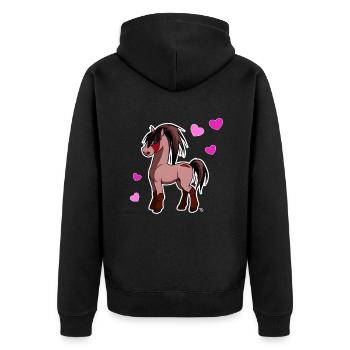 Kawaii cheval mignon manga poney avec des cœurs - Veste à capuche bio Premium Unisexe - noir - Dos - Nico (187cm)