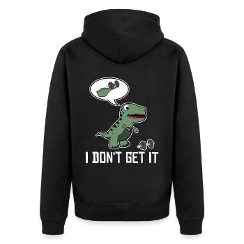T-Rex Bodybuilder Bodybuilding - Unisex Premium Bio Zip Hoodie - Schwarz - Hinten - Nico (187cm)