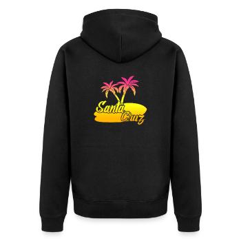 Santa Cruz Surfing Surfboard - Unisex Premium Bio Zip Hoodie - Schwarz - Hinten - Nico (187cm)