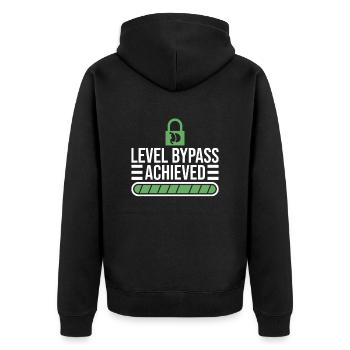 Magenverkleinerung Bypass-Betrieb - Unisex Premium Bio Zip Hoodie - Schwarz - Hinten - Nico (187cm)