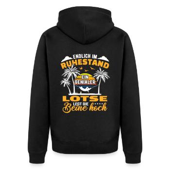 Ruhestand Lustig für Lotse Rentner Abschied Rente - Unisex Premium Bio Zip Hoodie - Schwarz - Hinten - Nico (187cm)