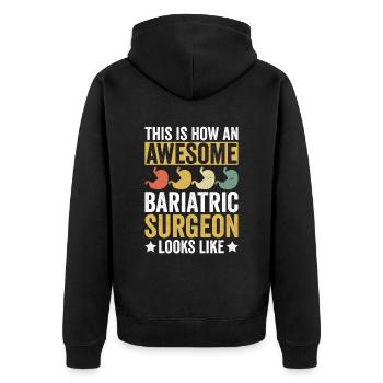 Magenchirurg Chirurg - Unisex Premium Bio Zip Hoodie - Schwarz - Hinten - Nico (187cm)