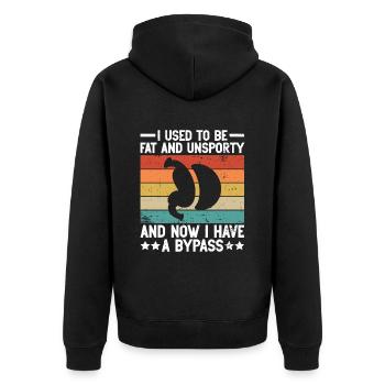 Magen Bypass Operation Gewichtsverlustoperation - Unisex Premium Bio Zip Hoodie - Schwarz - Hinten - Nico (187cm)