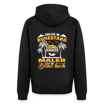 Ruhestand Lustig für Maler Rentner Abschied Rente - Unisex Premium Bio Zip Hoodie - Schwarz - Hinten - Nico (187cm)