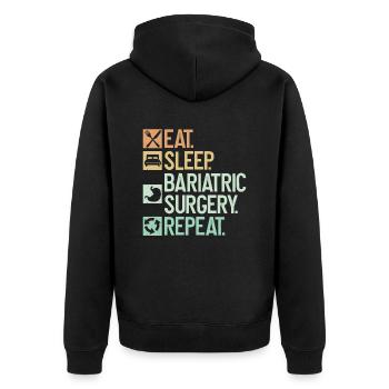 Magenchirurg - Unisex Premium Bio Zip Hoodie - Schwarz - Hinten - Nico (187cm)