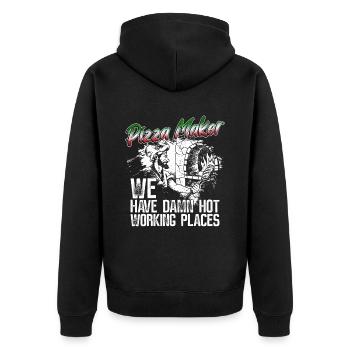 Pizza Pizzabäcker Pizzabacken - Unisex Premium Organic Zip Hoodie - black - Back - Nico (187cm)
