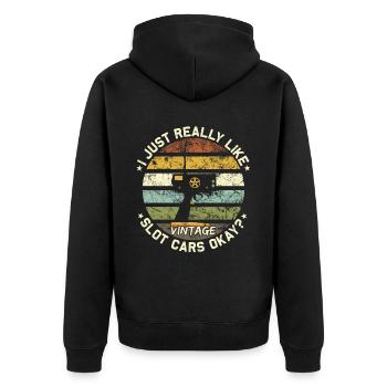 Vintage Slot Car Racing - Modélisme - Veste à capuche bio Premium Unisexe - noir - Dos - Nico (187cm)