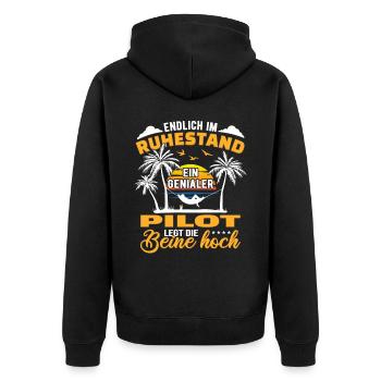 Ruhestand Lustig für Piloten Rentner Abschied - Unisex Premium Bio Zip Hoodie - Schwarz - Hinten - Nico (187cm)