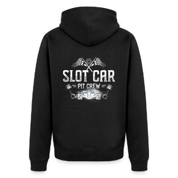 Slot Car Pit Crew - Hobby Modellauto - Unisex Premium Bio Zip Hoodie - Schwarz - Hinten - Nico (187cm)
