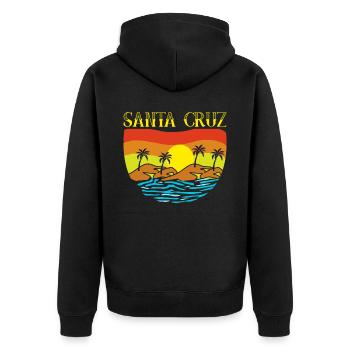 Santa Cruz Holiday Surfer Surfing - Unisex Premium Organic Zip Hoodie - black - Back - Nico (187cm)