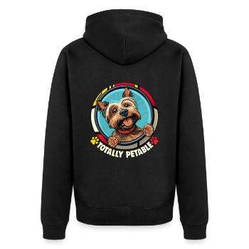 Hunde Cartoon Yorkshire Terrier Design - Unisex Premium Bio Zip Hoodie - Schwarz - Hinten - Nico (187cm)