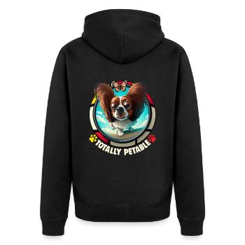 Dog Saying Papillon Design for Dog Lovers - Unisex Premium Organic Zip Hoodie - black - Back - Nico (187cm)