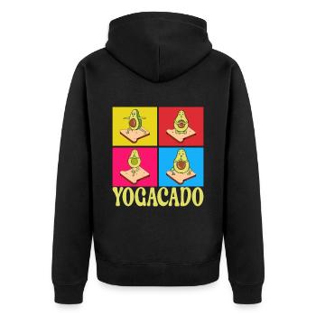 Yoga Avocado - Unisex Premium Organic Zip Hoodie - black - Back - Nico (187cm)