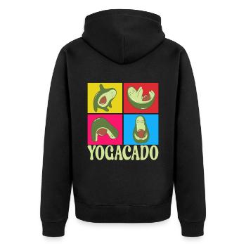 Yoga Avocado - Unisex Premium Organic Zip Hoodie - black - Back - Nico (187cm)