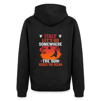 Italy beach holiday by the sea Design beach motif - Unisex Premium Organic Zip Hoodie - black - Back - Nico (187cm)