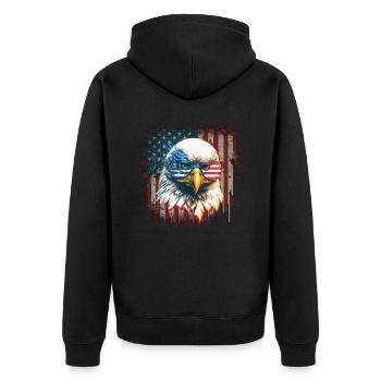 American Patriotic USA Design - Unisex Premium Organic Zip Hoodie - black - Back - Nico (187cm)