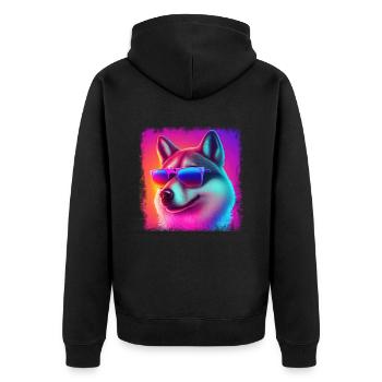 Dog Cartoon Huskie Design pour les amoureux des chiens - Veste à capuche bio Premium Unisexe - noir - Dos - Nico (187cm)