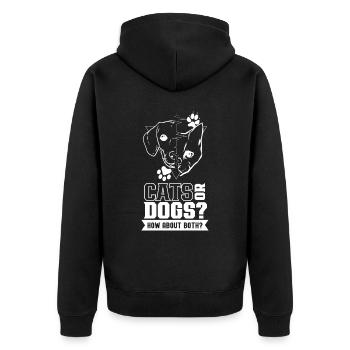 Cats or dogs how about both cats - Unisex Premium Organic Zip Hoodie - black - Back - Nico (187cm)