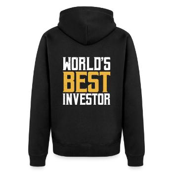 The best investor in the world Investors invest - Unisex Premium Organic Zip Hoodie - black - Back - Nico (187cm)