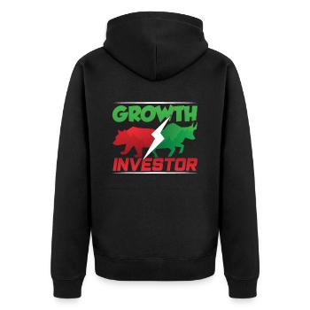 Wachstumsinvestor Growth Wachstum Anleger Anlegen - Unisex Premium Bio Zip Hoodie - Schwarz - Hinten - Nico (187cm)