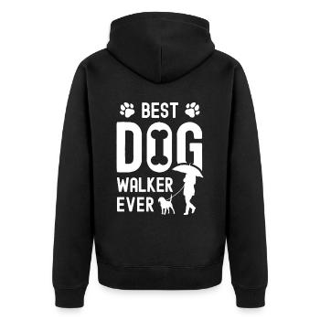Best dog walker ever - Unisex Premium Organic Zip Hoodie - black - Back - Nico (187cm)